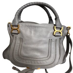 Chloe Marcie Medium Gray Leather Satchel
